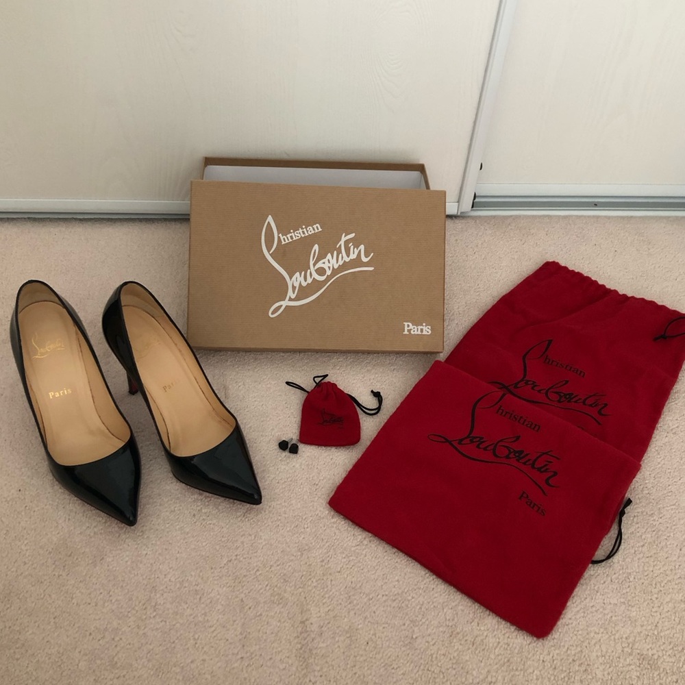 Christian Louboutin Pigalle 100 Black Patent Heels